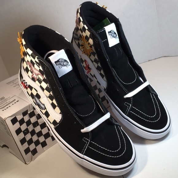 NWT Vans SK8 Hi Top Skateistan Checkerboard Sneakers Men’s 10.5 - Picture 3 of 10